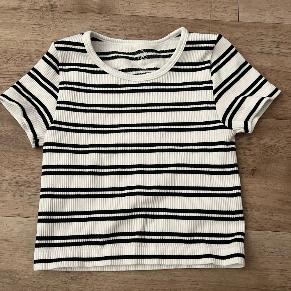 Black and White Stripe Crop Top